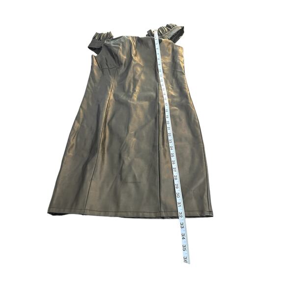 Venus Black Faux Leather Off the Shoulder Ruffle Party‎ Mini Dress Size 12 - Picture 10 of 10